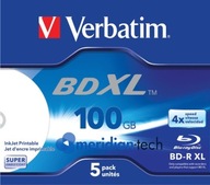 VERBATIM BLU-RAY BD-R XL 4x 5ks v 100GB boxe!