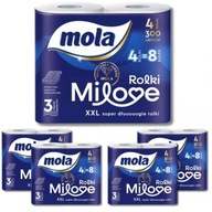 MOLA MILOVE XXL toaletný papier 4 VALCE = 8 VALCOV 3 vrstvy 300 listov x5
