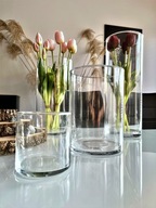 sklenená váza valec svietnik trubica h25 d25