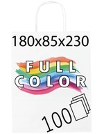 Papierová taška s farebnou potlačou VAŠE LOGO B180x80x225mm 100ks CMYK Papierová taška s farebnou potlačou VAŠE LOGO B180x80x225mm 100ks CMYK