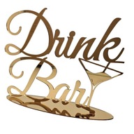 Zlatý zrkadlový nápis Drink Bar na svadobný stôl na stôl s alkoholickými nápojmi Zlatý zrkadlový nápis Drink Bar na svadobný stôl na stôl s alkoholickými nápojmi