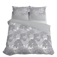 Obliečky 220x200 Satin Mikrovlákno Kvety Listy Sivá Sivá Obliečky 220x200 Satin Mikrovlákno Kvety Listy Sivá Sivá