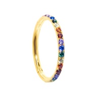 Náušnica, Titanium GOLD Clicker Ring s farebnými zirkónmi 1,2/6 Náušnica, Titanium GOLD Clicker Ring s farebnými zirkónmi 1,2/6