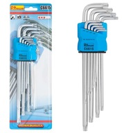 TORX KĽÚČE T10-T50 MM DLHÉ 9 KS. S DIEROU TORX KĽÚČE T10-T50 MM DLHÉ 9 KS. S DIEROU