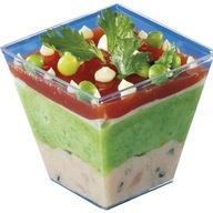 Plastové poháre na zákusky 50x200ml štvorcové Plastové poháre na zákusky 50x200ml štvorcové