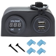 NABÍJACIA ZÁSUVKA 2x USB 2.1A 1A LCD VOLTMETER