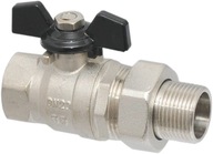 Vodný guľový ventil 1/2" s polovičným pripojením, NW vývodka, motýľ Tytan Hydroland Vodný guľový ventil 1/2" s polovičným pripojením, NW vývodka, motýľ Tytan Hydroland