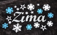 Zimný nápis dekorácie vitráže okenné tabule školské Zimný nápis dekorácie vitráže okenné tabule školské
