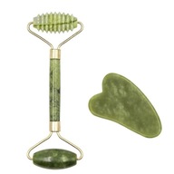 Jadeitový masážny prístroj na tvár + Gua Sha tanier Jadeitový masážny prístroj na tvár + Gua Sha tanier