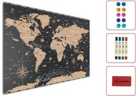 Kovová magnetická tabuľa MAPA SVETA 90x60cm