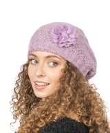 Levanduľový dámsky baretový klobúk s kvetom