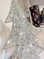VEĽKÝ svietiaci STRIEBORNÝ vianočný stromček, 48 cm, glamour