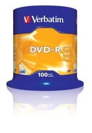 DVD-R Verbatim 16x 4,7 GB (Cake 100) MATNÝ STRIEBORNÝ