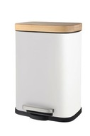 Odpadkový kôš 5L BLACK/WHITE, biely, bambus, pomaly zatváracie veko Odpadkový kôš 5L BLACK/WHITE, biely, bambus, pomaly zatváracie veko