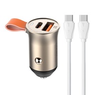 NÍZKO RÝCHLA USB NABÍJAČKA DO AUTOMOBILKU, USB-C 30 W S 2X KÁBLOM USB-C PD 3.0 NÍZKO RÝCHLA USB NABÍJAČKA DO AUTOMOBILKU, USB-C 30 W S 2X KÁBLOM USB-C PD 3.0