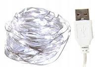DRÔTOVÉ LAMPY, 100 LED, USB, dĺžka 10 m STUDENÁ DRÔTOVÉ LAMPY, 100 LED, USB, dĺžka 10 m STUDENÁ