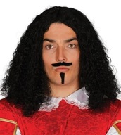 Parochňa ČIERNA MUŠKETÉRKA, ČIERNE KUČERATÉ VLASY Parochňa ČIERNA MUŠKETÉRKA, ČIERNE KUČERATÉ VLASY