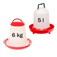 Prémiová sada: 6 kg kŕmidlo + 5 l napájačka pre nosnice, kačice a husi Prémiová sada: 6 kg kŕmidlo + 5 l napájačka pre nosnice, kačice a husi