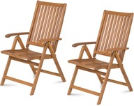 Záhradné stoličky, 2ks, akáciové drevo, nastaviteľné