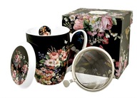Hrnček s nálevníkom 380 ml VINTAGE FLOWERS BLACK Hrnček s nálevníkom 380 ml VINTAGE FLOWERS BLACK