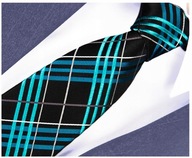 100% SILK károvaná pánska kravata čierna GREG kj56
