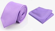 Pánska fialová levanduľová obyčajná kravata + vreckovka
