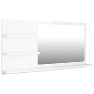 Kúpeľňové zrkadlo, vysoký lesk, biele, 90x10,5x4