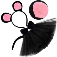 Kostým MOUSE Čierno-ružový SET MYŠI Uši Tail Kostým MOUSE Čierno-ružový SET MYŠI Uši Tail