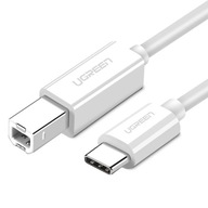 Kábel USB 2.0 C-B UGREEN US241 pre tlačiareň 1m (biely)