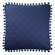 Obliečka na vankúš s brmbolcami 45x45, námornícka modrá, kosoštvorcové brmbolce Obliečka na vankúš s brmbolcami 45x45, námornícka modrá, kosoštvorcové brmbolce