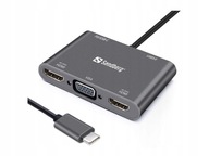 Dokovacia stanica Sandberg USB-C 2xHDMI+1xVGA+U