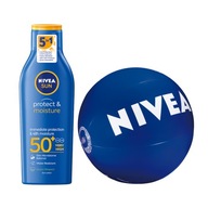 NIVEA SUN Protect & Moisture ochranný balzam SPF 50+, 200 ml + plážová loptička NIVEA SUN Protect & Moisture ochranný balzam SPF 50+, 200 ml + plážová loptička