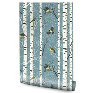 Tapeta do jedálne TREES Birches Birds Nature Decor Tapeta do jedálne TREES Birches Birds Nature Decor