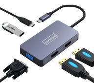 ADAPTÉROVÝ HUB Rozbočovač adaptéra 5V1 USB-C 3.1 2x HDMI 4K VGA USB 3.0