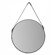 Okrúhle zrkadlo na remienku, čierne, 60 cm, povalové, módne