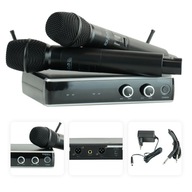 2x bezdrôtový ručný mikrofón UHF+ stanica 2x bezdrôtový ručný mikrofón UHF+ stanica