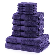 Bavlnené uteráky, 10 kusov, súprava, fialová