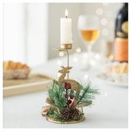 Zlatý glamour dekoratívny svietnik na vianočný stôl, 15 cm
