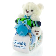Motorka vyrobená z Pampers 3. Darček ku krstu, biela Motorka vyrobená z Pampers 3. Darček ku krstu, biela