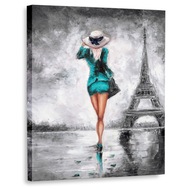 OBRAZ PARÍŽ ŽENA VINTAGE 100x120 TYRKYS OBRAZ PARÍŽ ŽENA VINTAGE 100x120 TYRKYS
