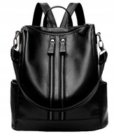 Čierny elegantný dámsky veľký retro kožený ruksak Čierny elegantný dámsky veľký retro kožený ruksak