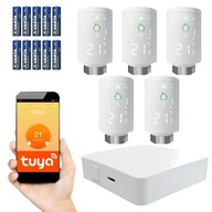 5x SMART ovládač s termostatickou hlavicou + WiFi brána Zigbee 3.0 Tuya