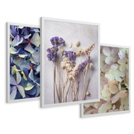 SET Zarámované obrazy plagáty suché kvety hortenzie boho triptych 43x99 SET Zarámované obrazy plagáty suché kvety hortenzie boho triptych 43x99