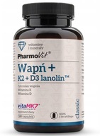 PharmoVit Calcium + K2 + D3 lanolín vitamín D imunita 120 kapsúl