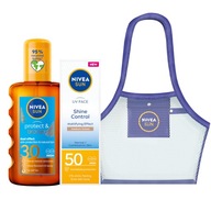 NIVEA SUN Olej na opaľovanie v spreji 200ml + Krém na tvár 50ml + vrecko NIVEA SUN Olej na opaľovanie v spreji 200ml + Krém na tvár 50ml + vrecko