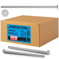 TESÁRSKE KONŠTRUKČNÉ KLINCE LESK VÝROBOK POZINKOVANÝ 3,1x80mm 3'' 5kg