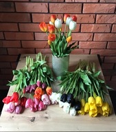 Silikónové tulipány 40cm Kytica 5ks Žlté