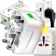 Univerzálny adaptér Adaptér Zásuvky USA UK EU AUST Nabíjačka + 2x USB Univerzálny adaptér Adaptér Zásuvky USA UK EU AUST Nabíjačka + 2x USB