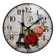Závesné hodiny s Eiffelovou vežou Francúzske retro Ø34