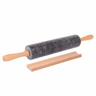 Šedý mramorový valček, 40 cm, so stojanom Šedý mramorový valček, 40 cm, so stojanom